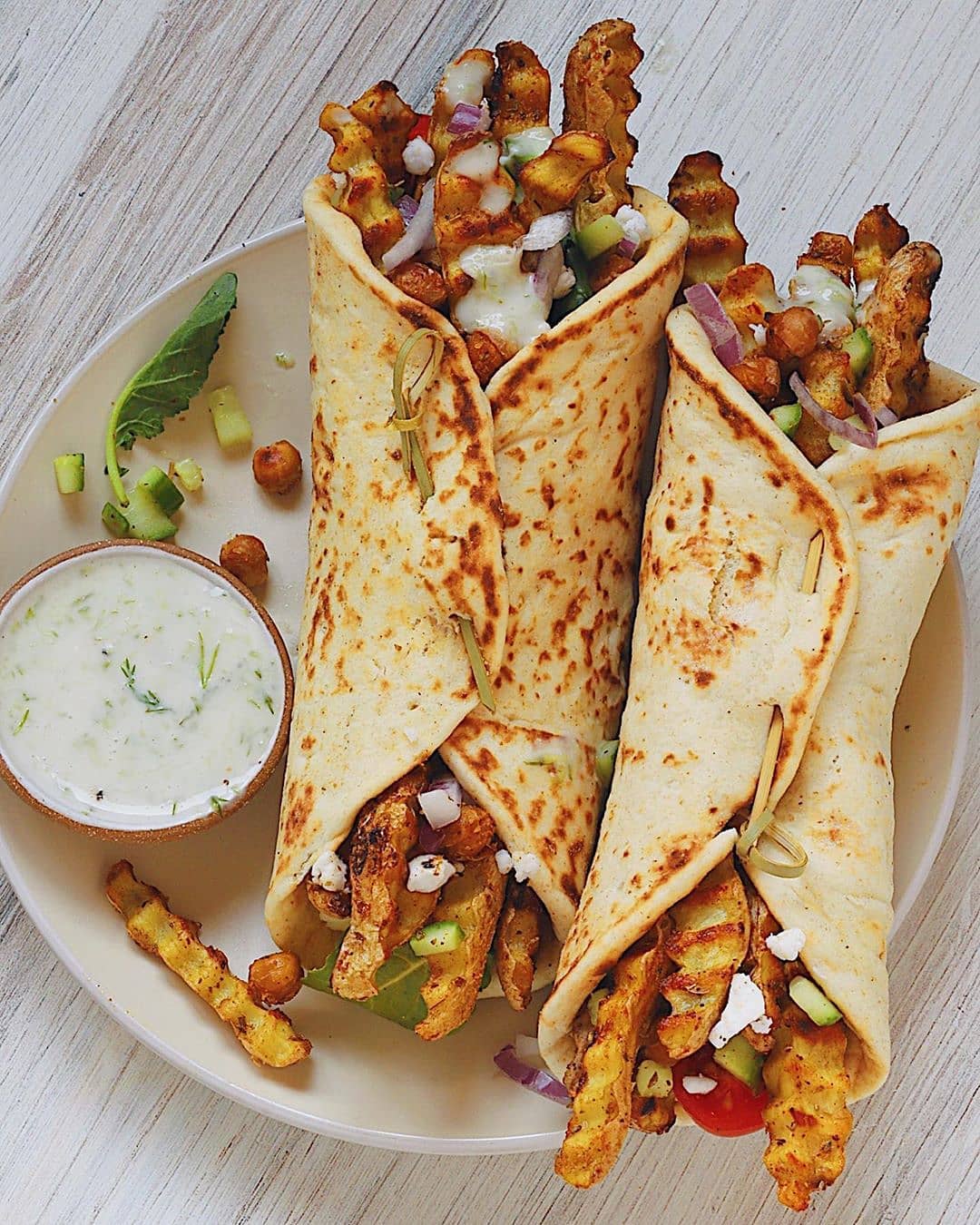 Veggie Gyros with Roasted Potatoes and Tzatziki