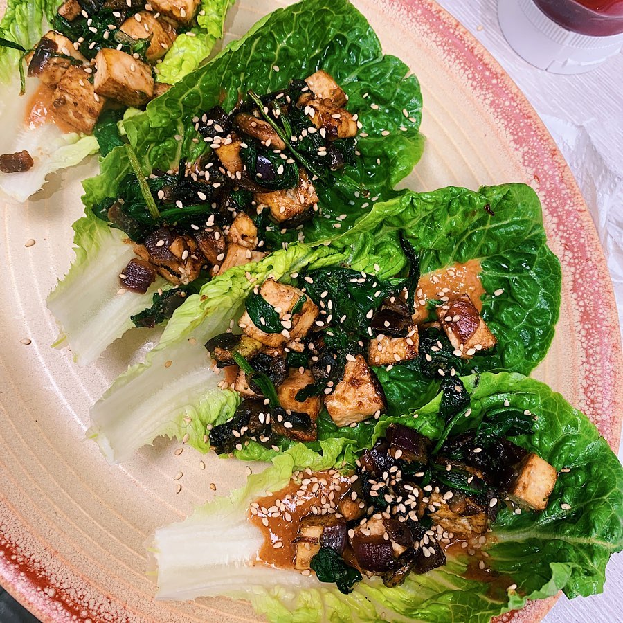 Asian Inspired Tofu Veg Lettuce Wraps