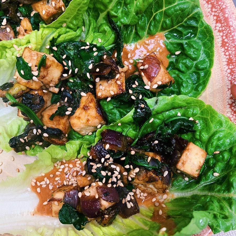 Asian Inspired Tofu Veg Lettuce Wraps