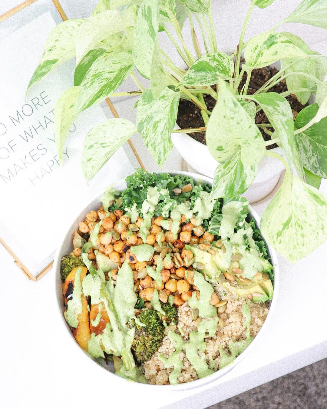 Healthy Nourish Bowl with Pesto and Quinoa