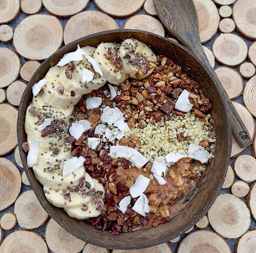 Vegan Choco Proats with Granola Topping