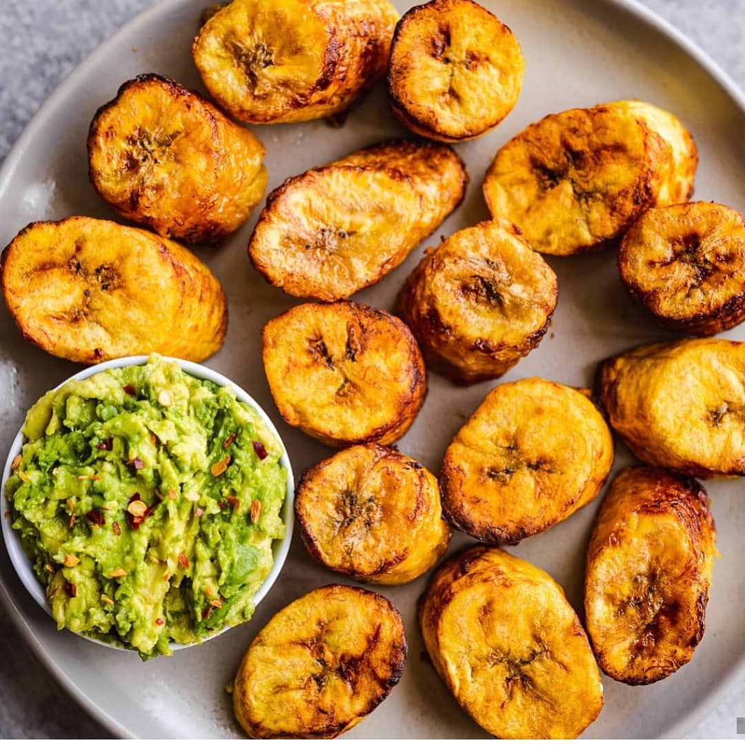 Air Fryer Plantains with Chunky Guacamole