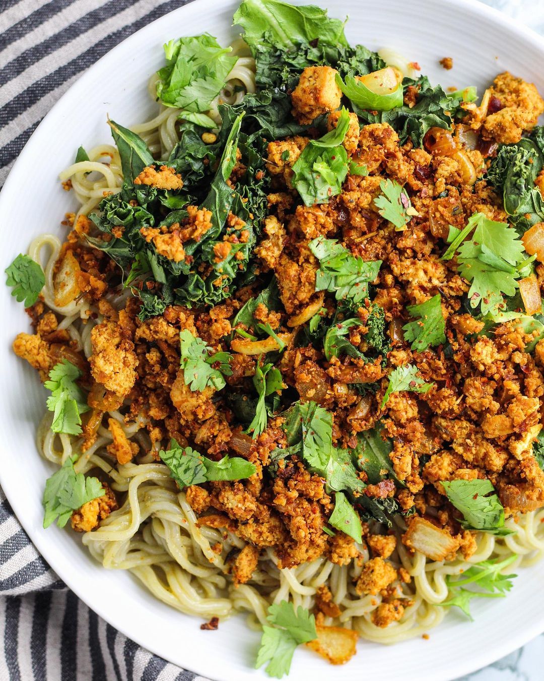 Easy Spicy Minced Tofu Stir Fry with Herbs