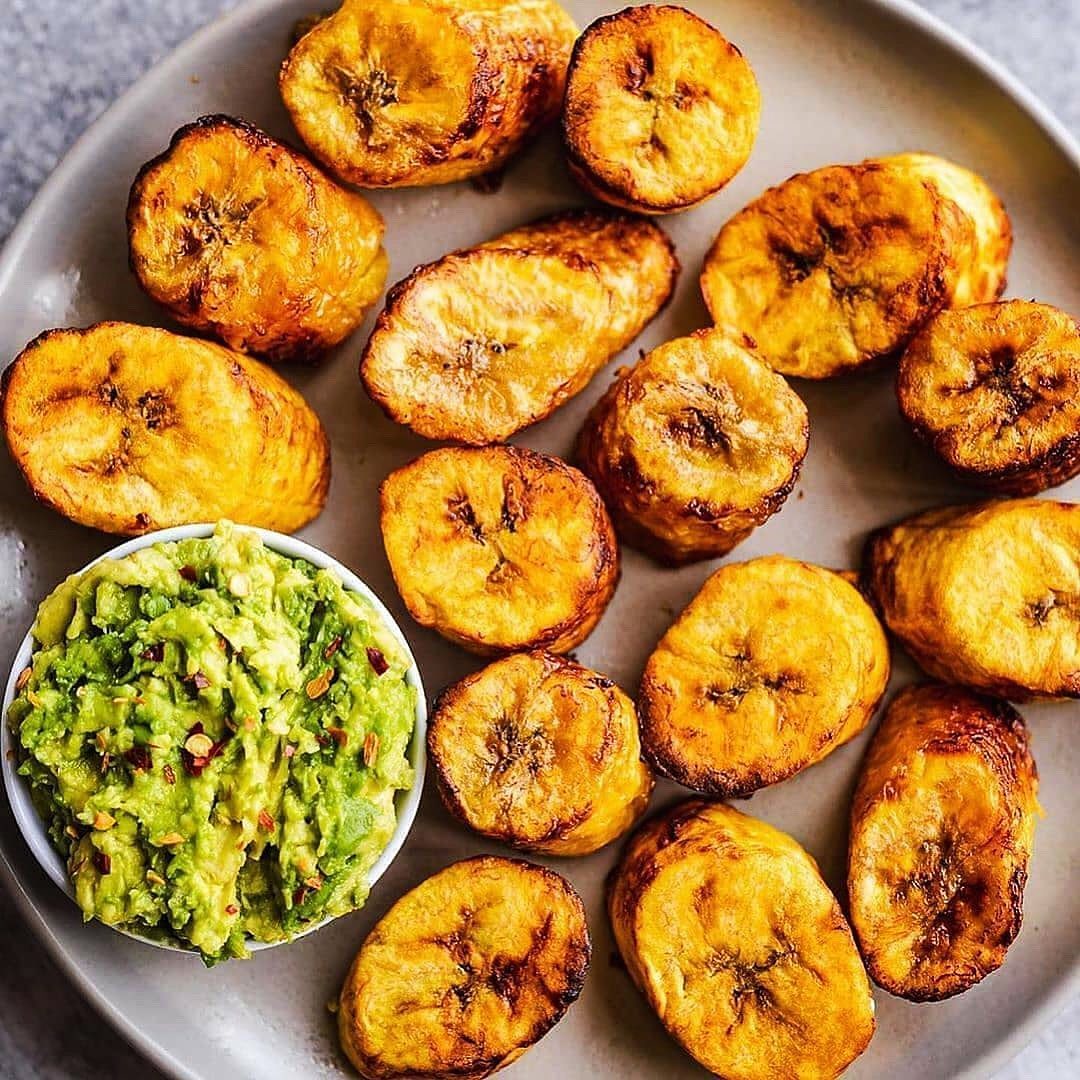 Air Fryer Plantains with Chunky Guacamole