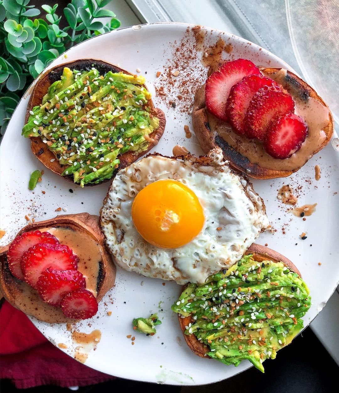 Sweet Potato Toasts with Avocado and Egg Toppings