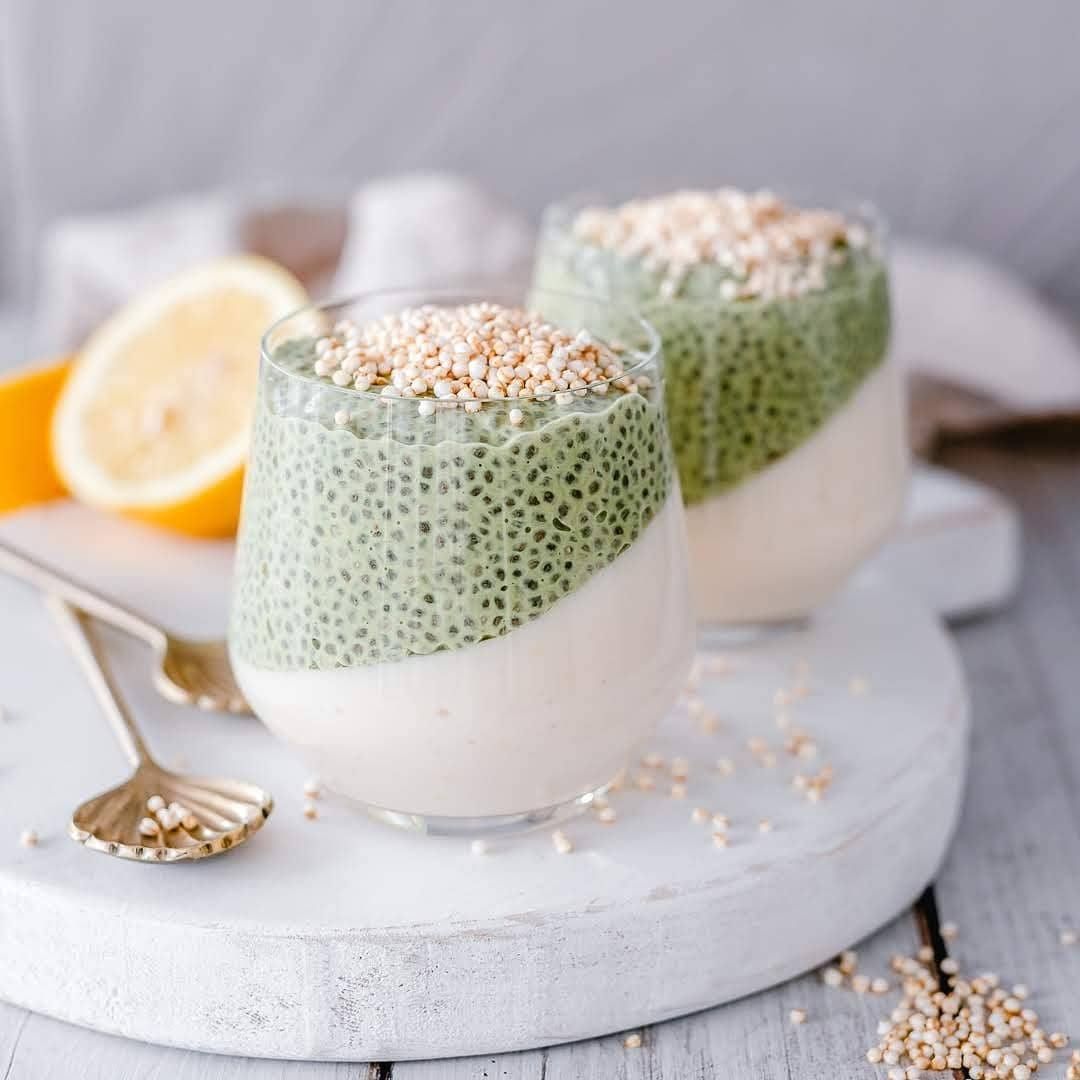 Lemon Curd and Matcha Chia Pudding Cups