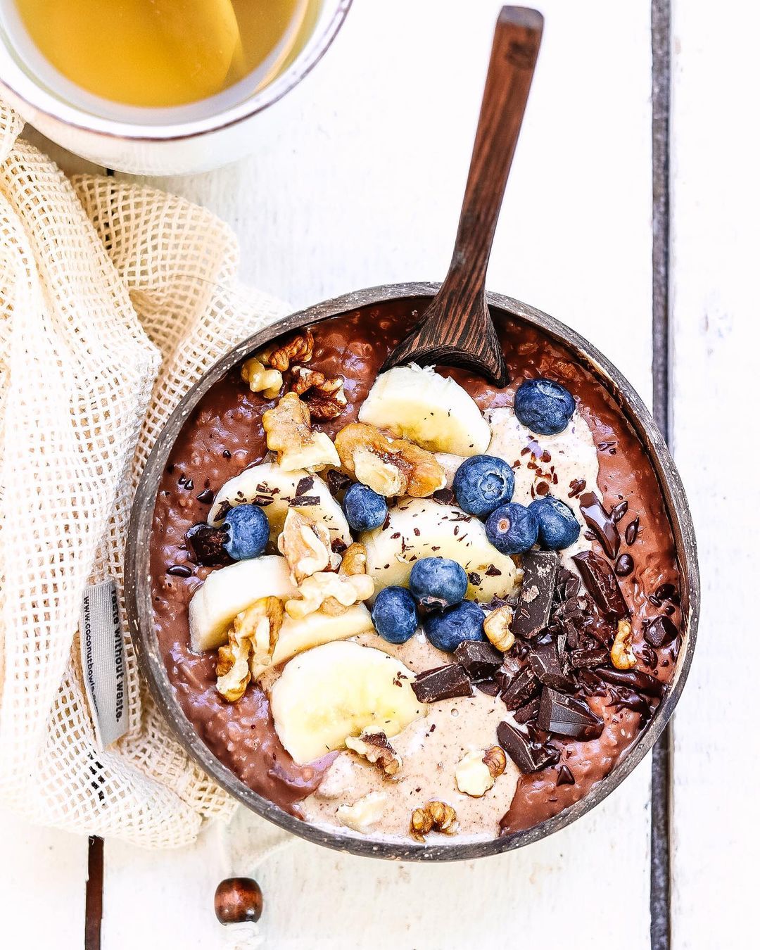 Chocolate Berry Porridge with Nuts and Fruits
