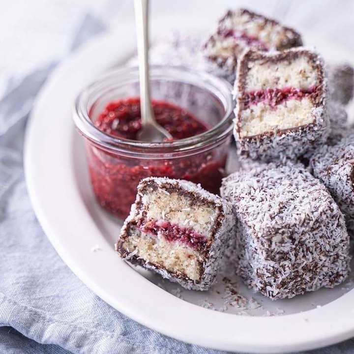 Lamingtons with Raspberry Chia Jam