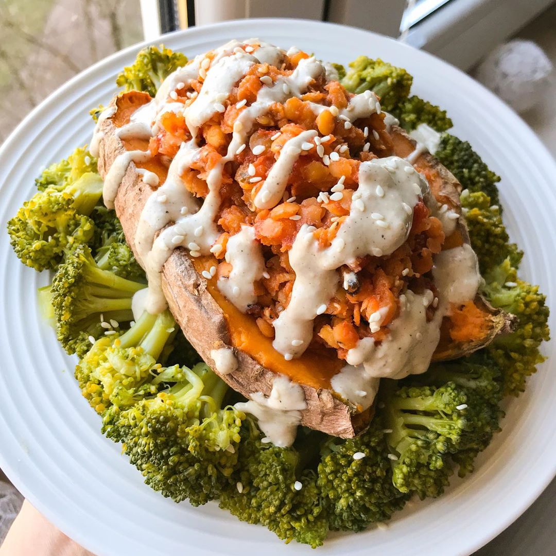 Lentil Stuffed Sweet Potato