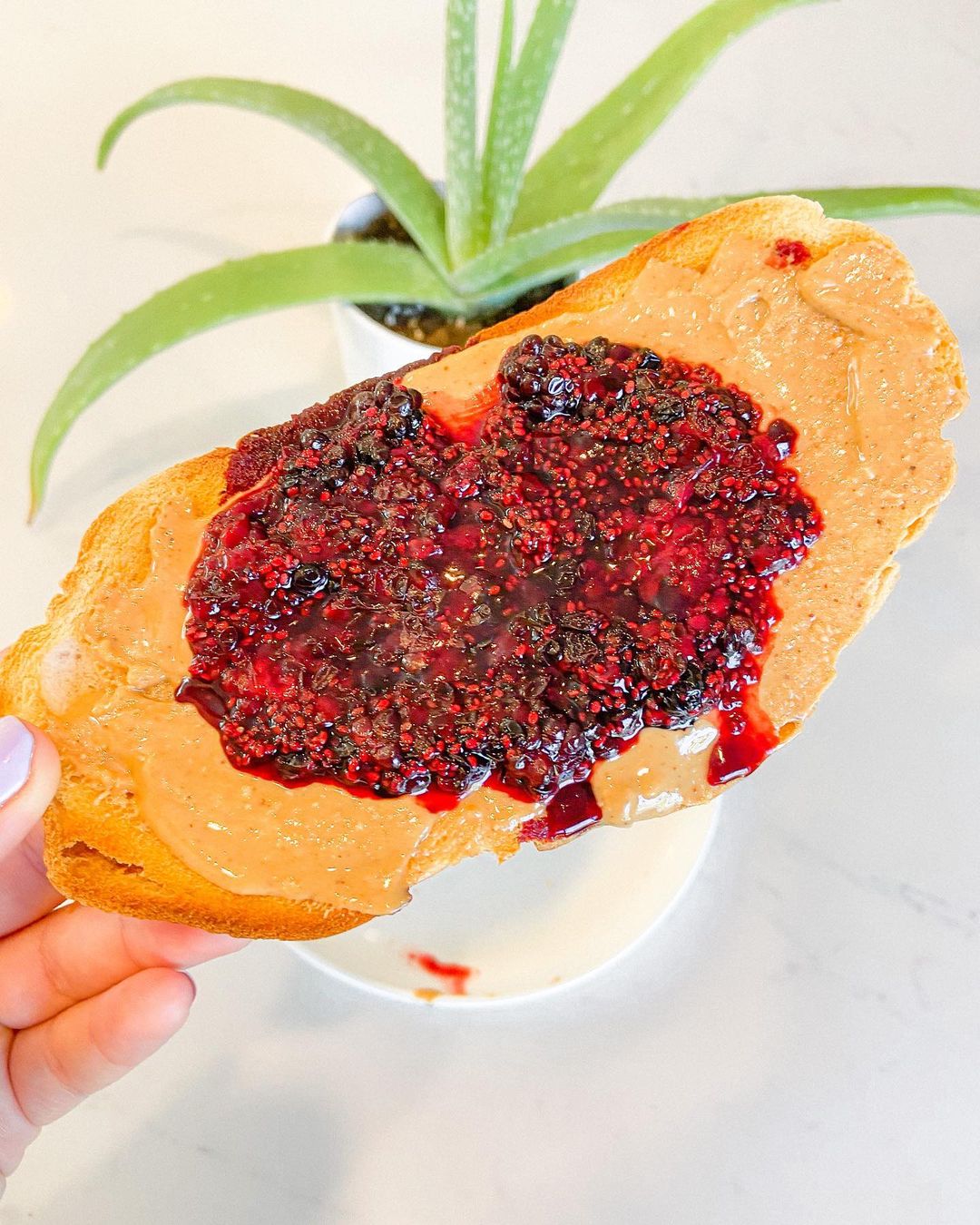 Peanut Butter and Berry Chia Jam Sandwich