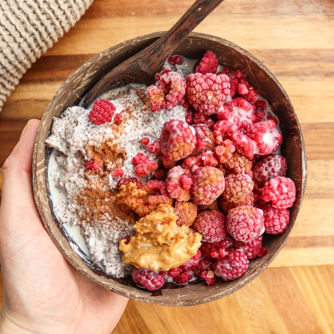 Vanilla Chia Seed Pudding with Raspberries