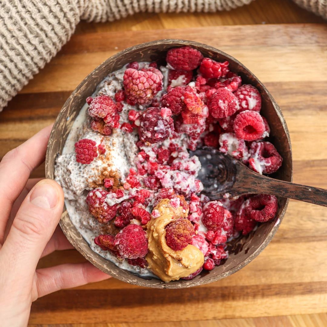 Vanilla Chia Seed Pudding with Raspberries