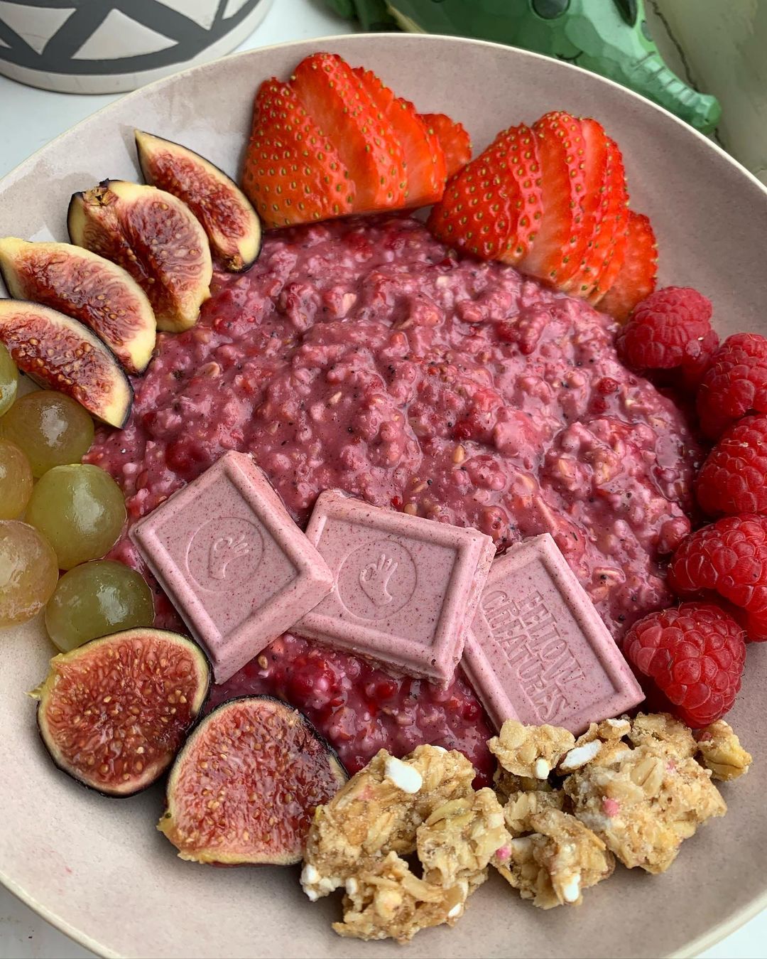 Raspberry and White Chocolate Vegan Porridge