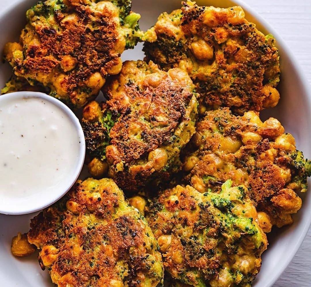 Cheesy Chickpea Broccoli Fritters