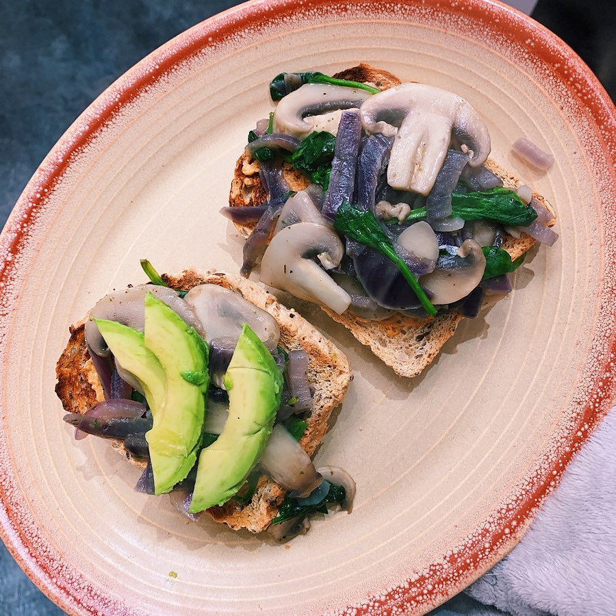 Mushroom and Red Onion on Toast