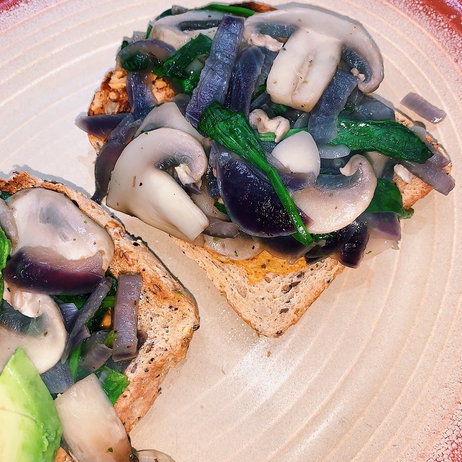 Mushroom and Red Onion on Toast
