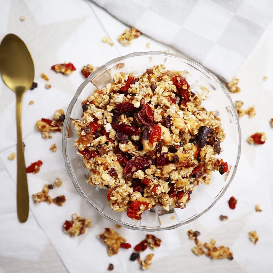 Vegan Rawnola with Oats and Dried Fruits
