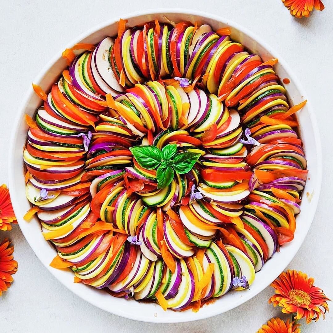 Rainbow Ratatouille with Sliced Vegetables