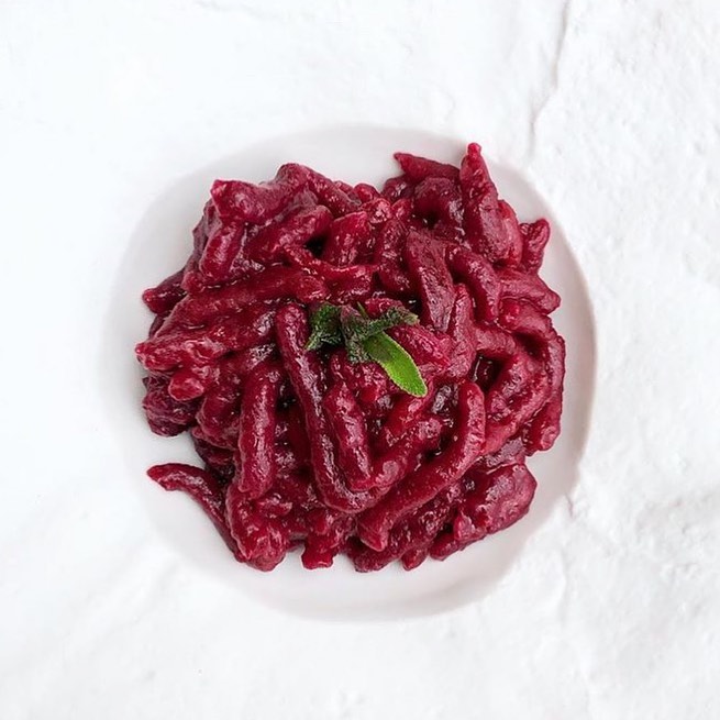 Vegan Beetroot Spätzle with Sage