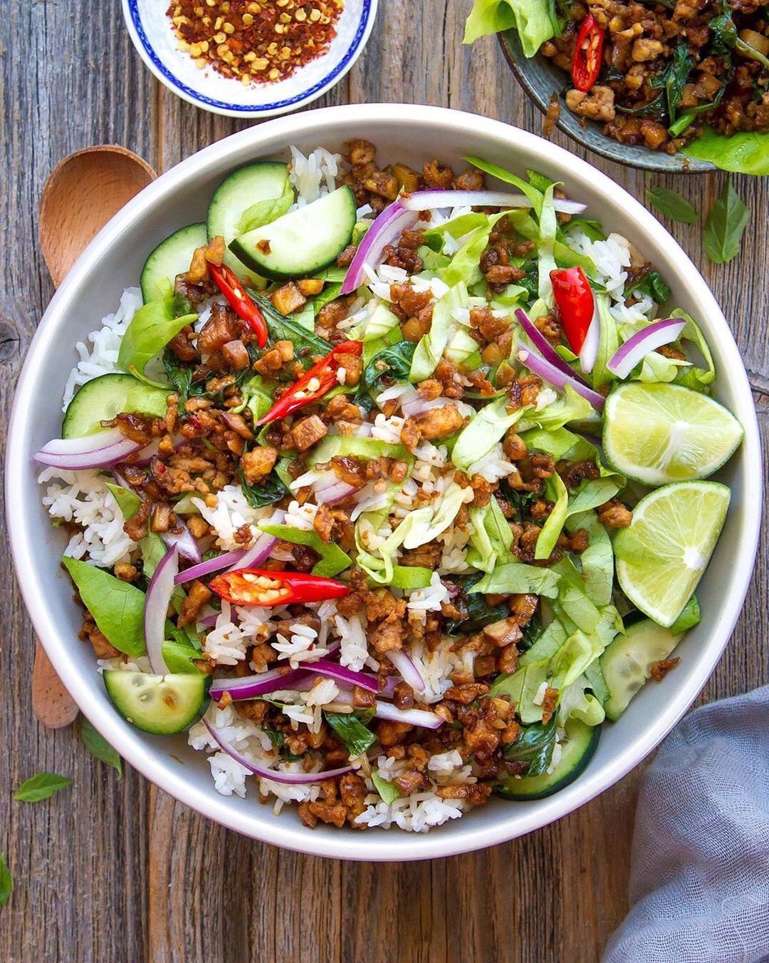 Pad Kra Pao Tofu Salad Bowl