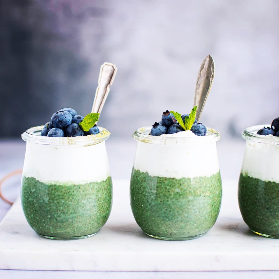 Matcha Mint Chia Pudding Cups