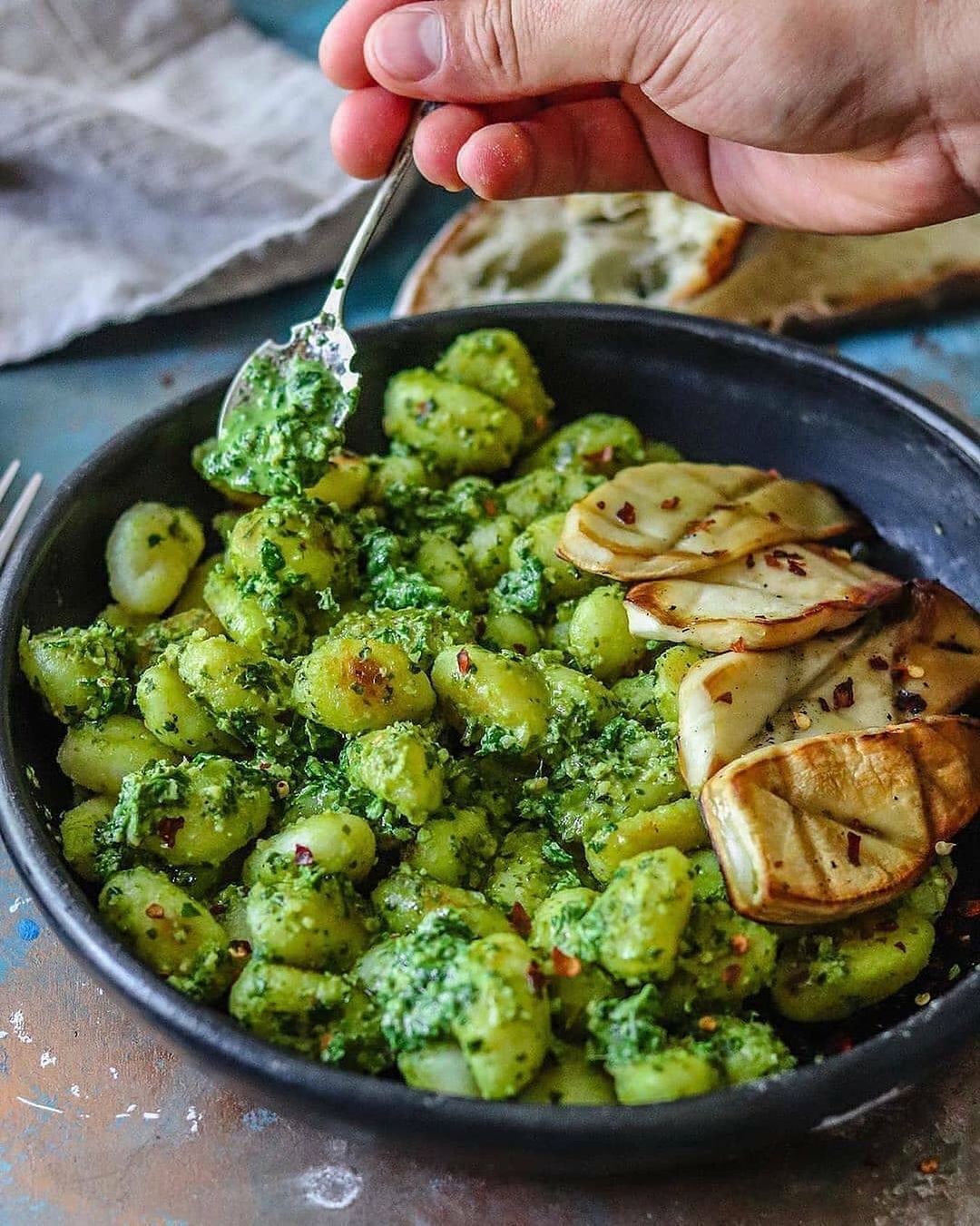Homemade Basil Pesto with Gnocchi