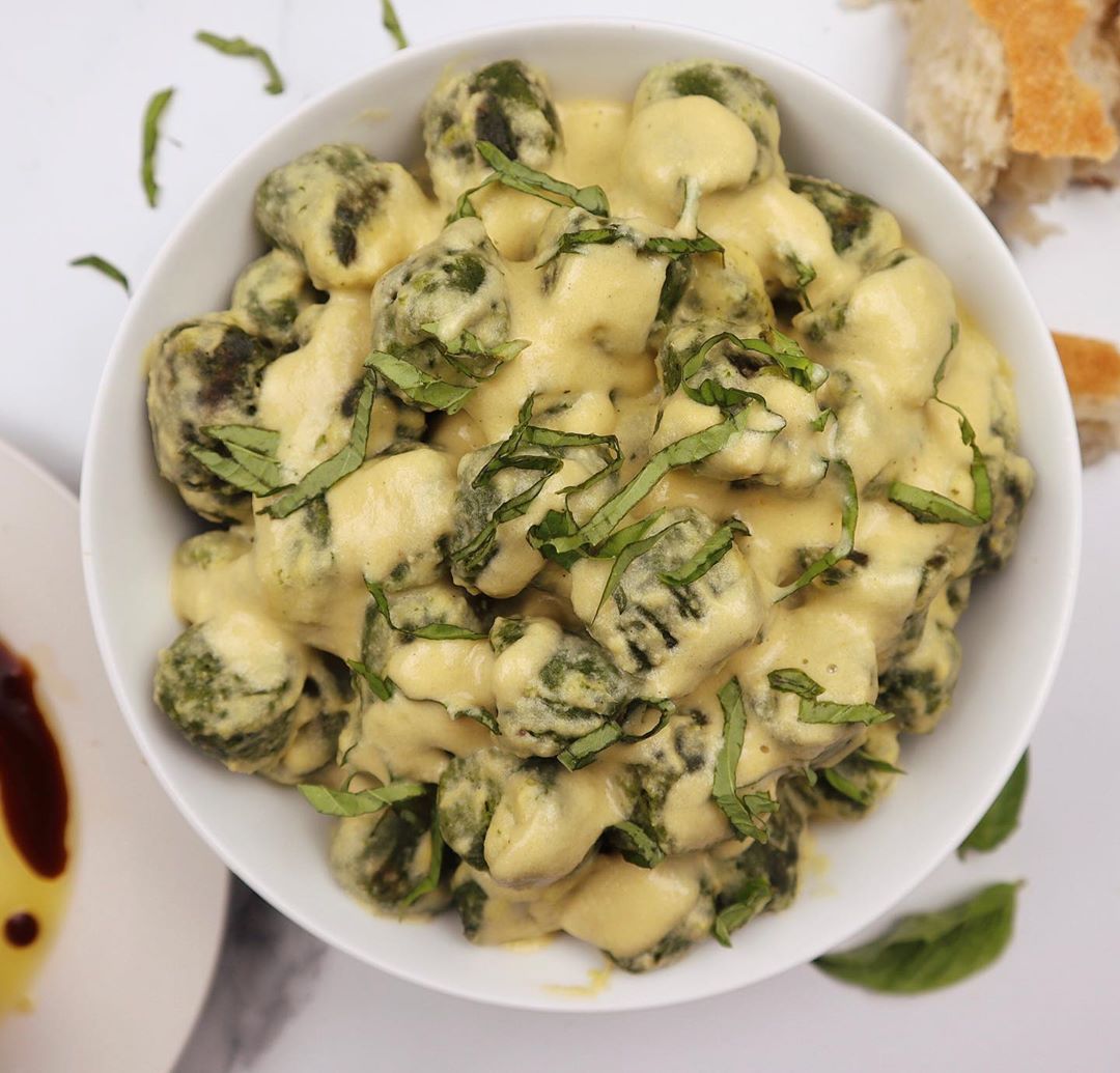 Kale Gnocchi with Vegan Alfredo Sauce