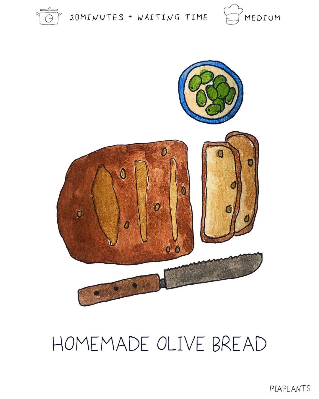Homemade Bread with Olives and Dips