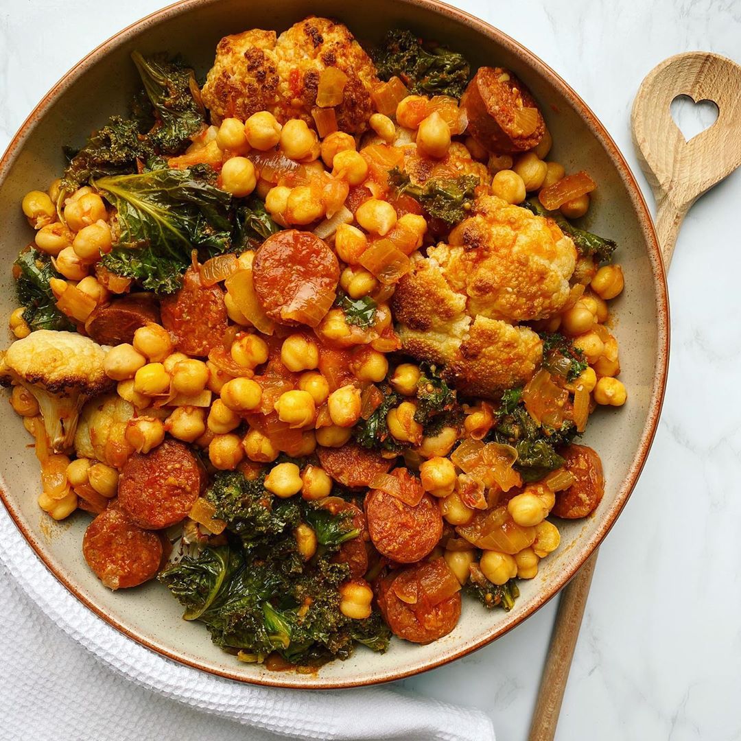 Chickpea Cauliflower Chorizo Stew