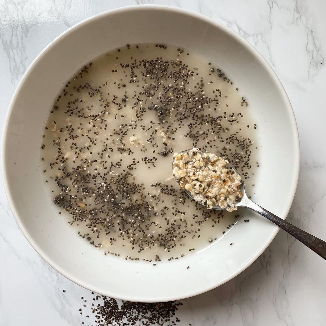 Overnight Chia Oats with Coconut Water and Fruit