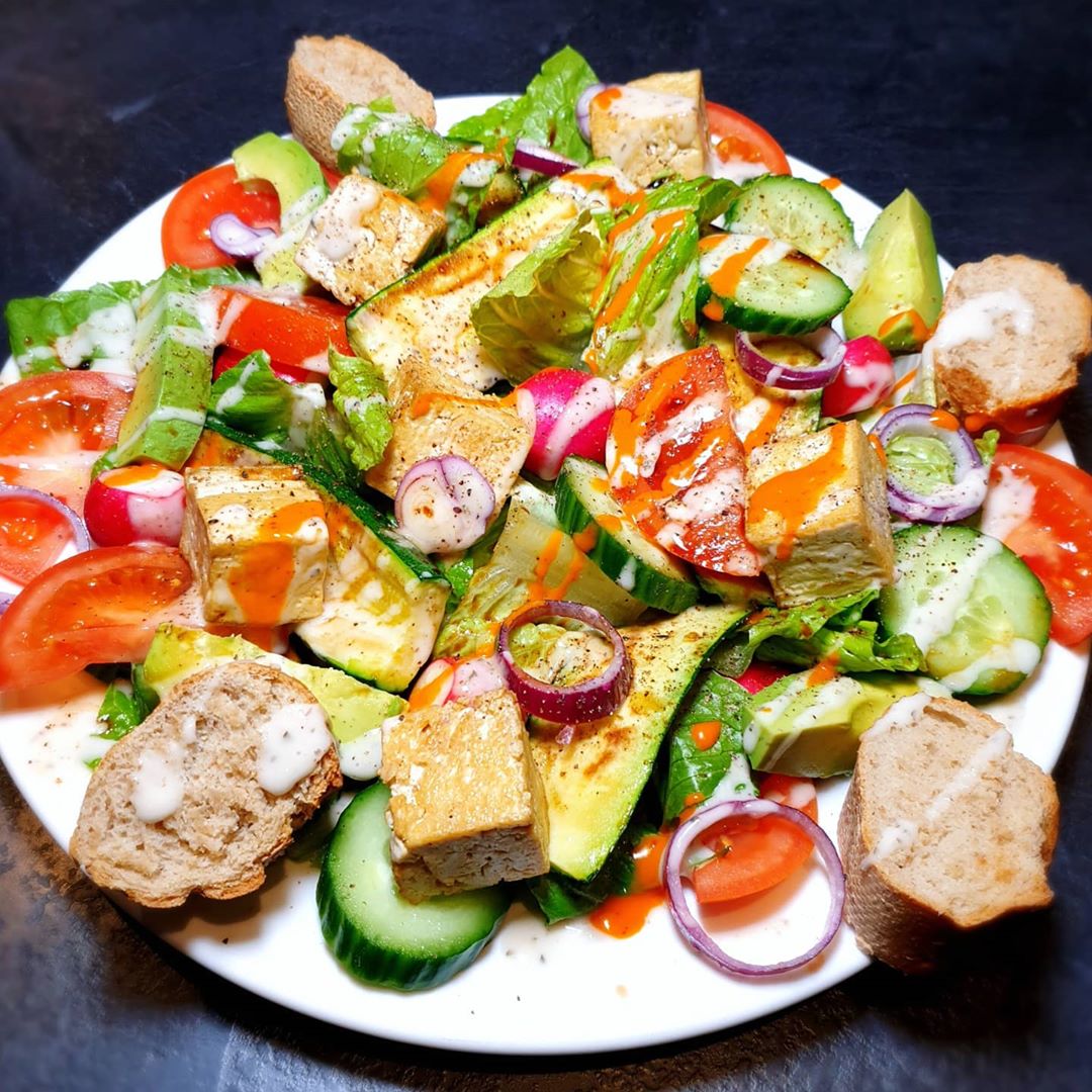 Vegan Salad with Tofu and Vegetables