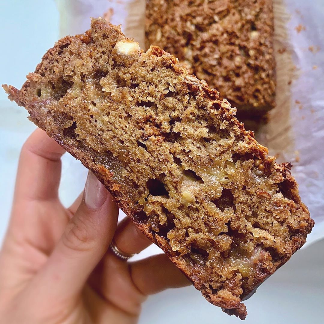 Sticky Cinnamon Tahini White Chocolate Chip Banana Bread