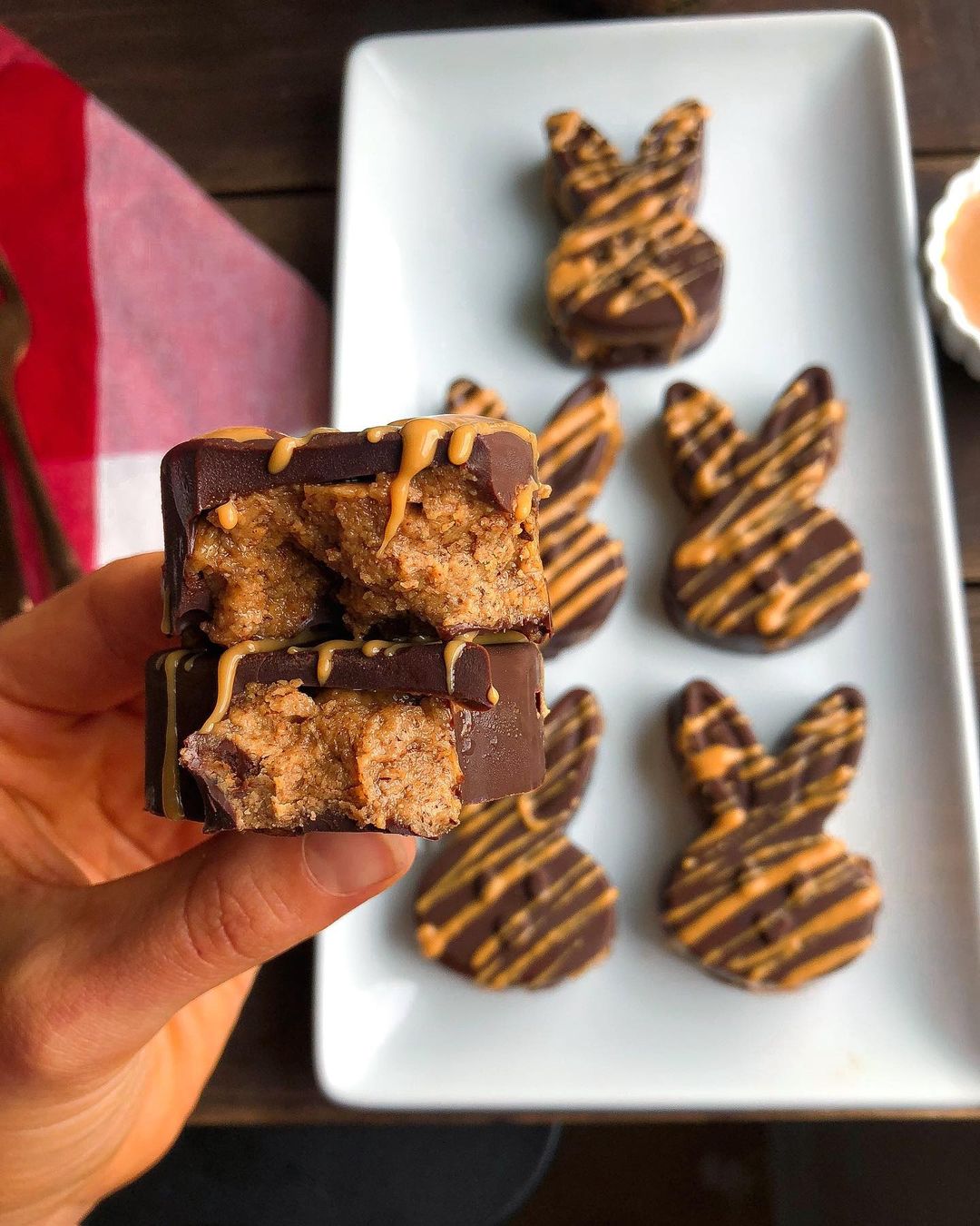 Healthy Chocolate Bunnies with Almond Butter Filling