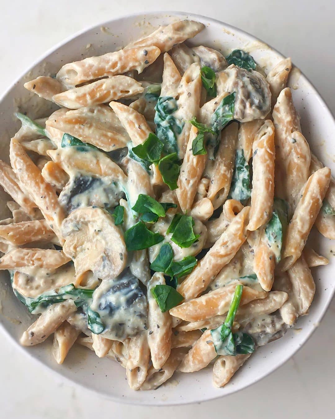 Creamy Garlic Mushroom Pasta with Spinach