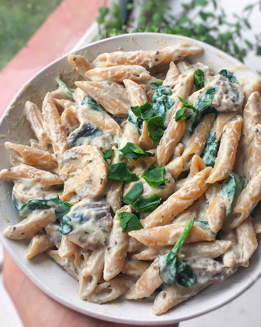 Creamy Garlic Mushroom Pasta with Spinach