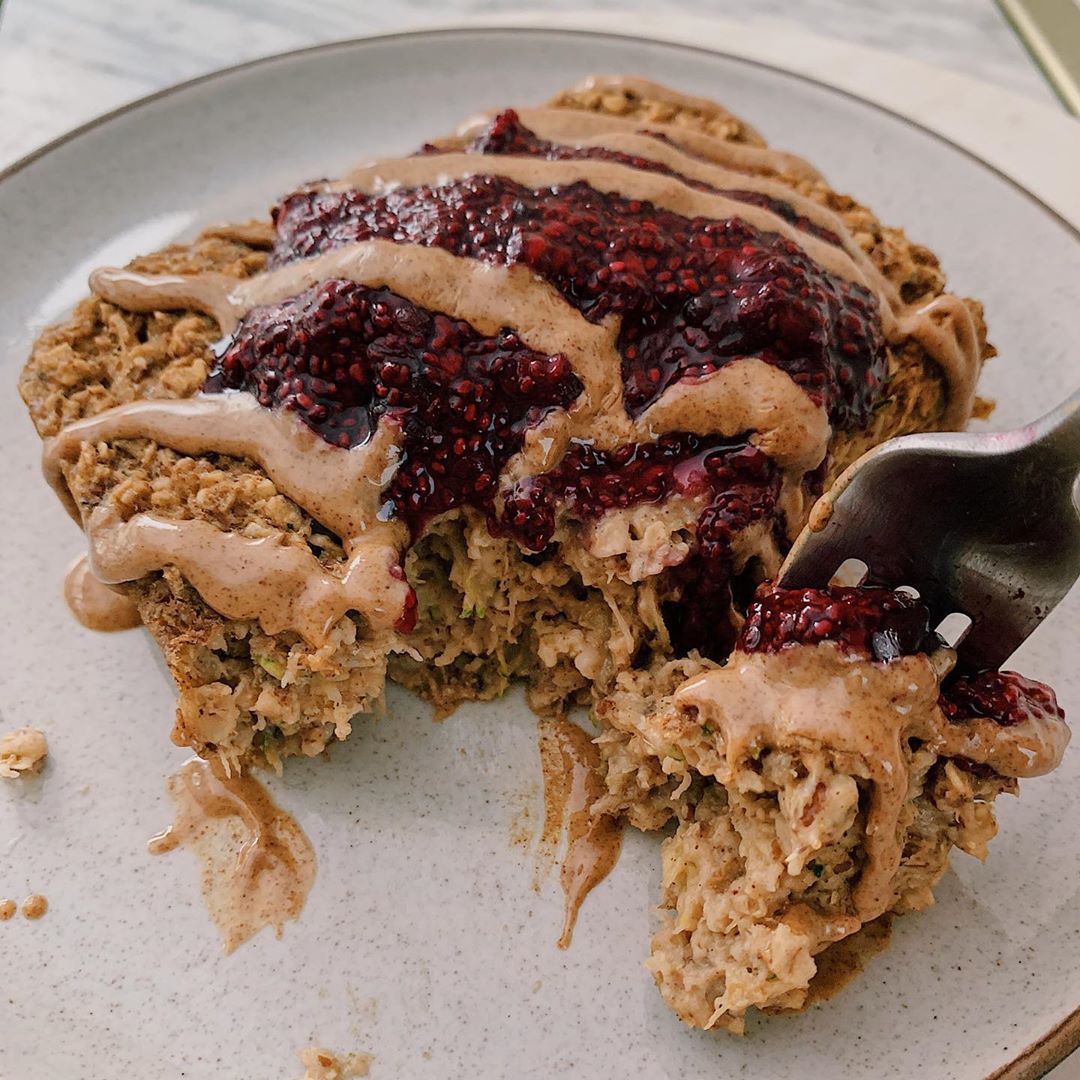 Peanut Butter and Jelly Baked Oats