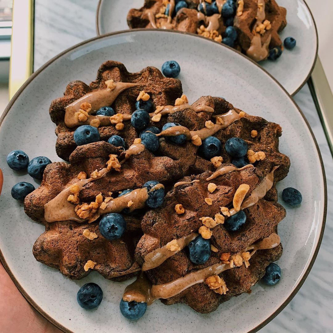 Chocolate Peanut Butter Buckwheat Waffles