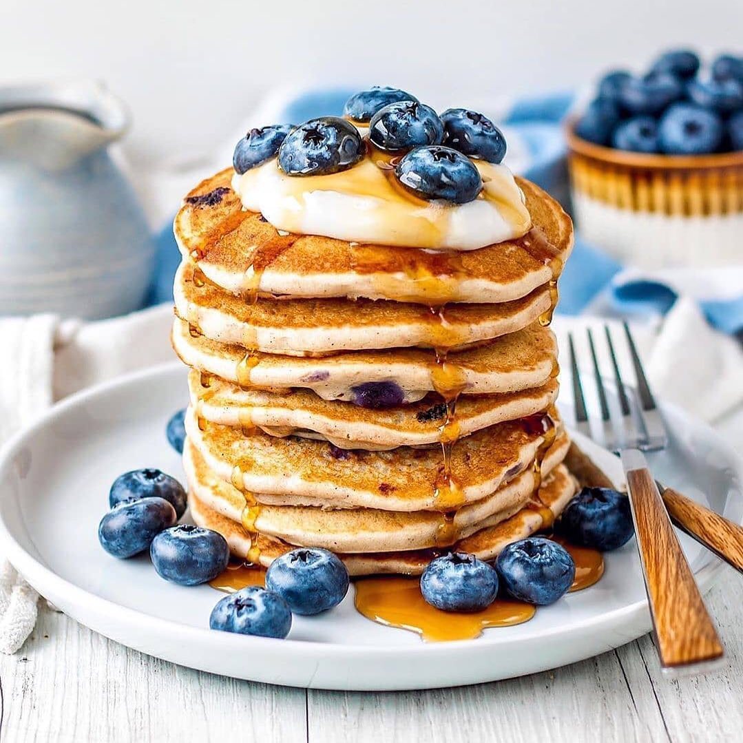 Vegan Blueberry Pancakes with Buckwheat and Blueberries