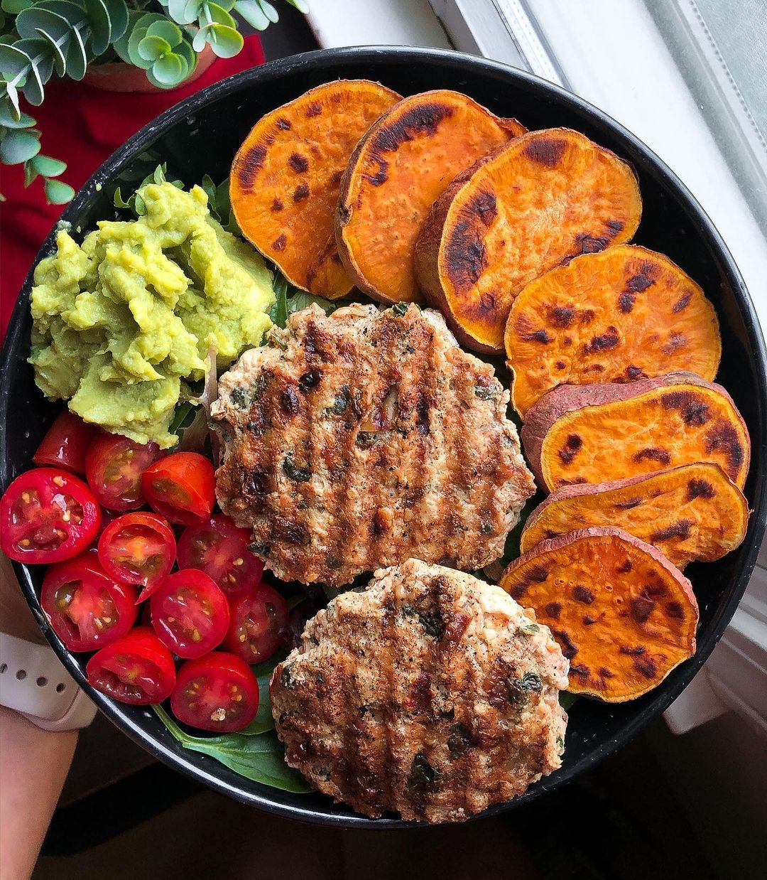 Chicken Burgers with Sweet Potato Chips