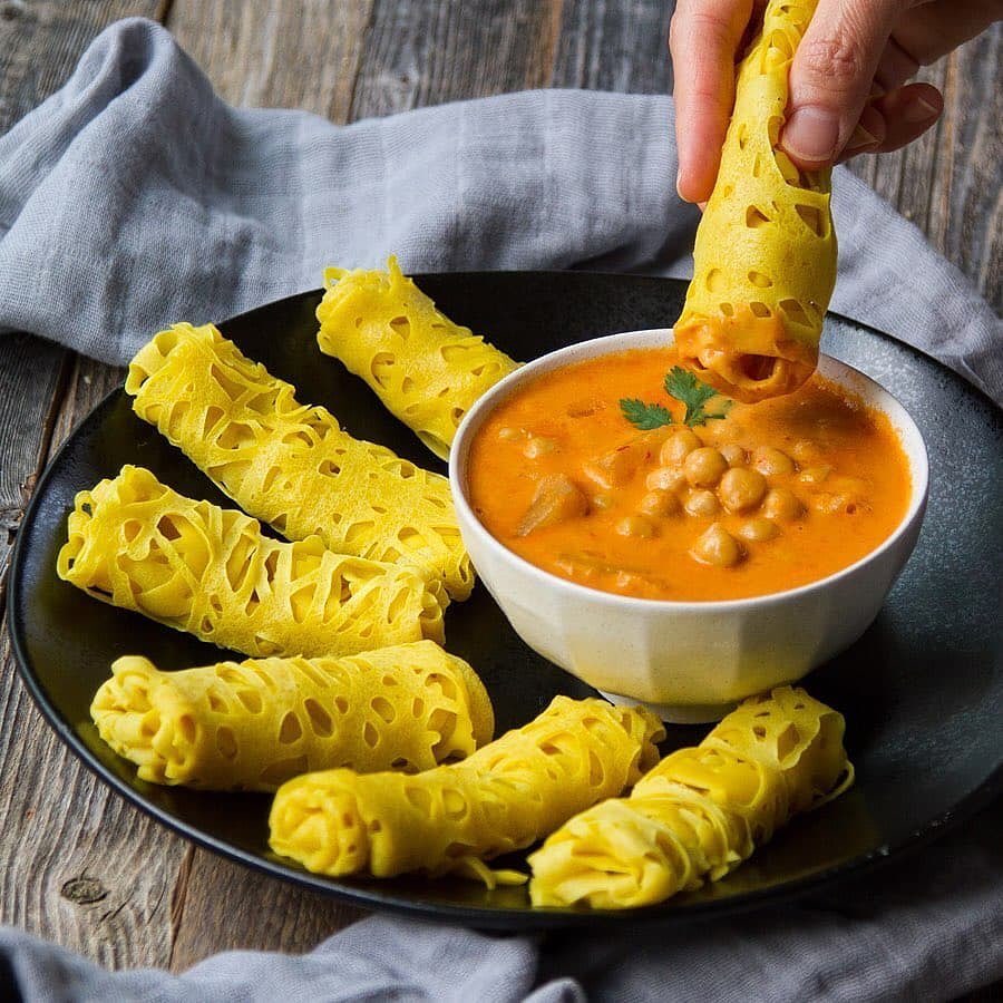 Vegan Roti Jala with Chickpea Curry
