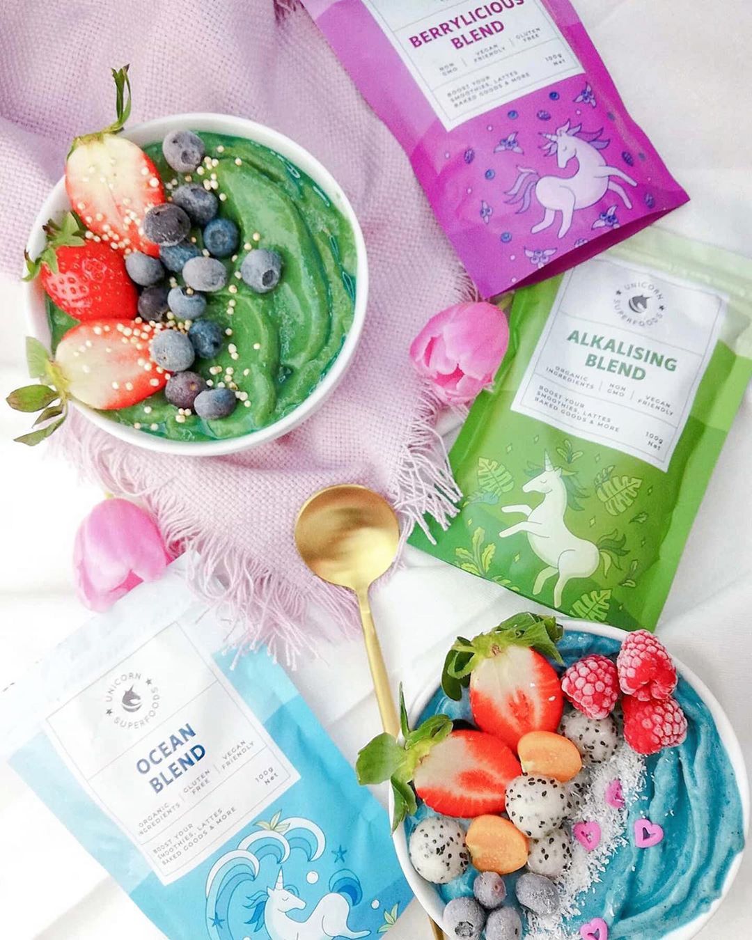 Blue and Green Smoothie Bowls