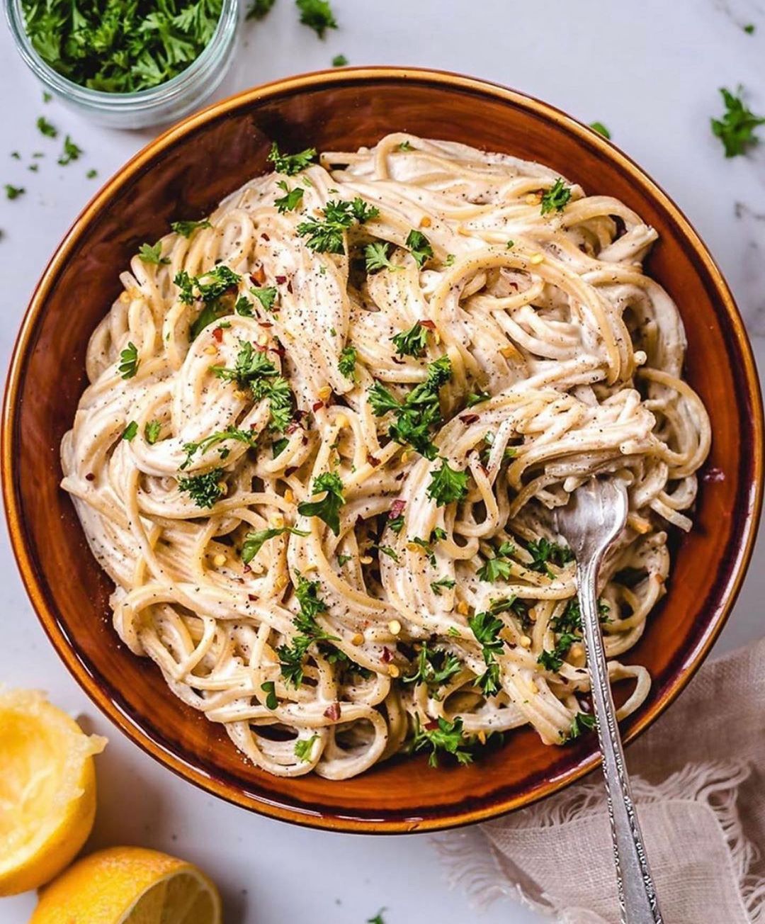 Creamy Vegan Alfredo Pasta with Cashew Sauce