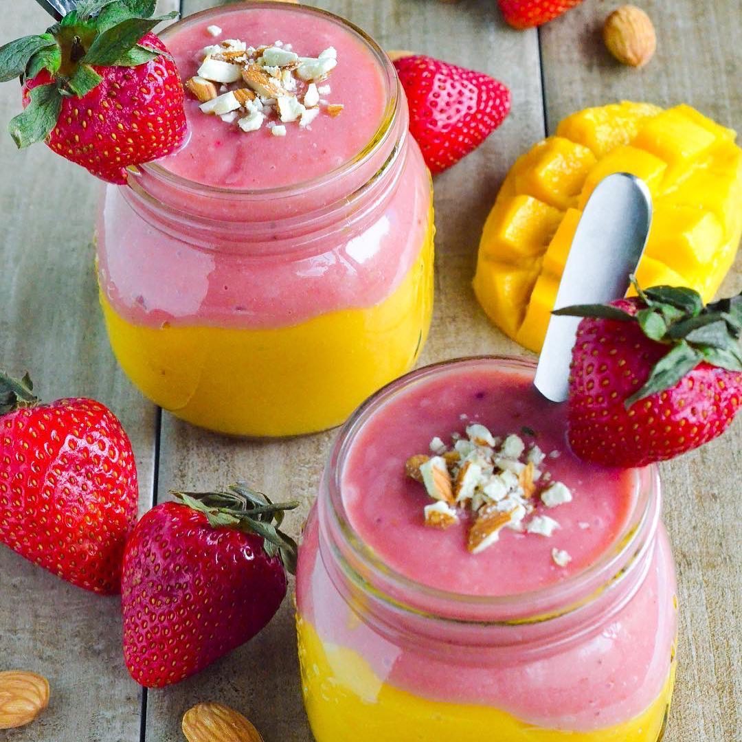 Strawberry and Mango Banana Smoothies