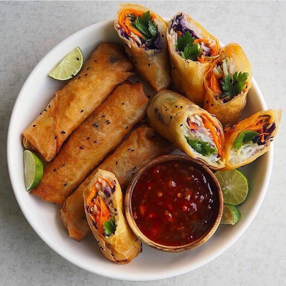 Vegan Deep Fried Summer Rolls with Vegetables