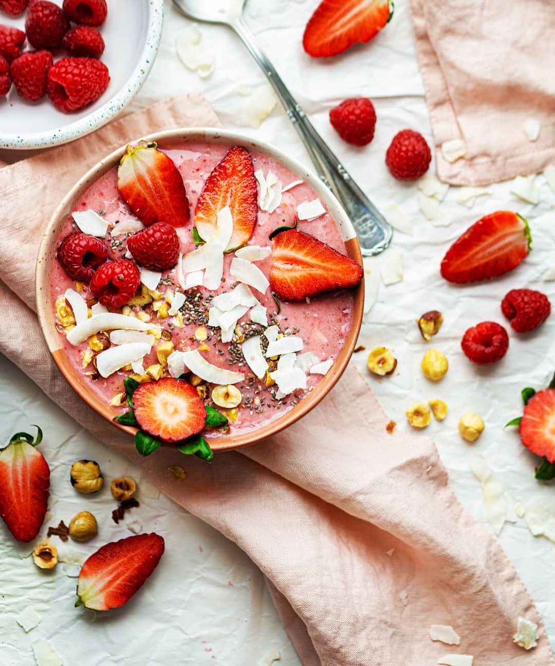 Banana Strawberry Raspberry Smoothie Bowl