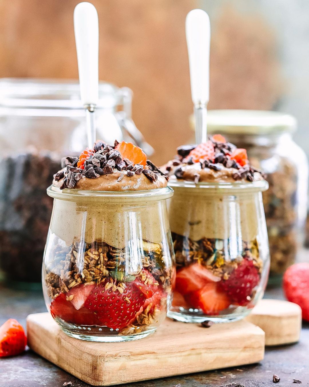 Strawberry Granola Chocolate Smoothie Bowl