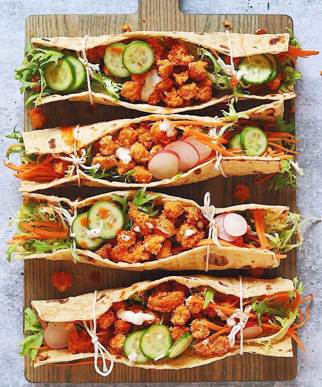 Crispy Buffalo Chickpea Wraps with Vegetables