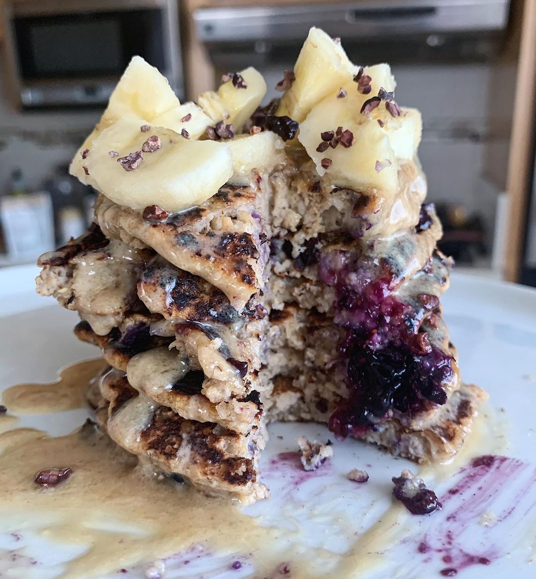 Fluffy Vegan Gluten Free Blueberry Pancakes