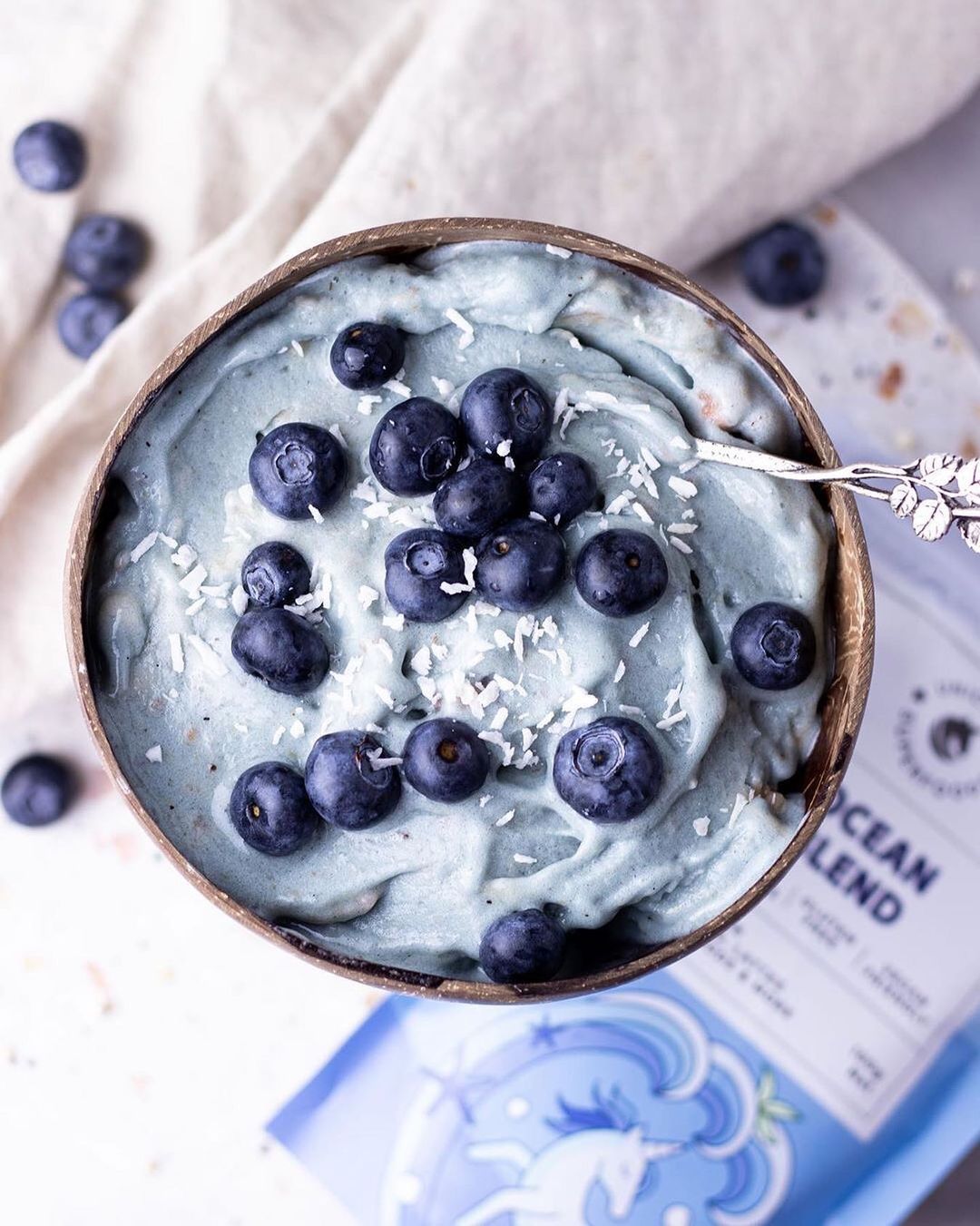 Ocean Blue Nicecream with Blueberries and Coconut