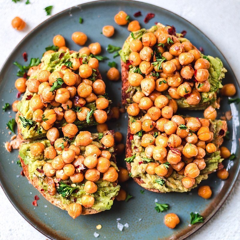 Roasted Chickpeas and Avocado Toast